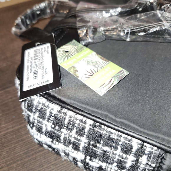 BADGLEY MISCHKA Black and White Tweed/Quilted BACKPACK - Picture 4 of 6